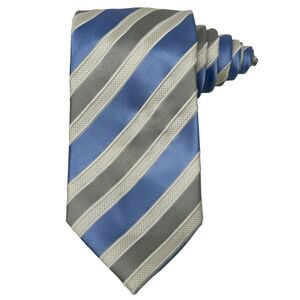 Donald J Trump Signature Collection Necktie Blue Silver Striped Silk Power Tie